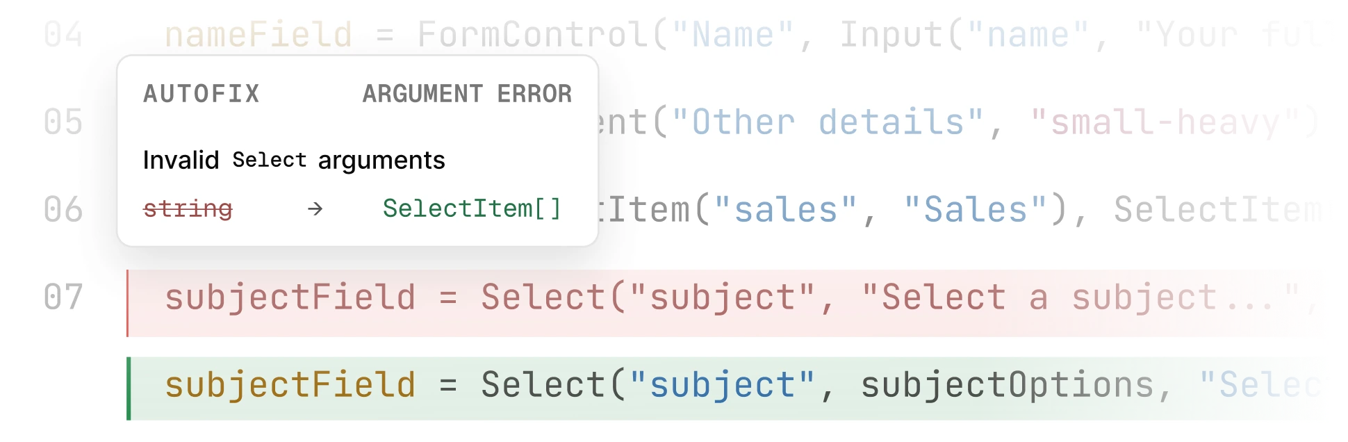 Invalid generated output corrected into valid UI by Autofix